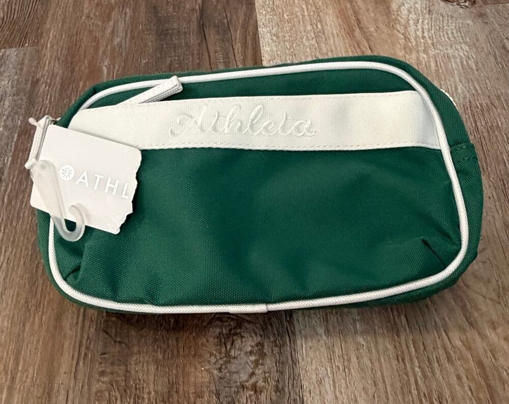 Athleta All About LARGE Canvas Belt Bag NWT in green and white NEW